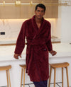 Burgundy Piped Fleece Dressing Gown