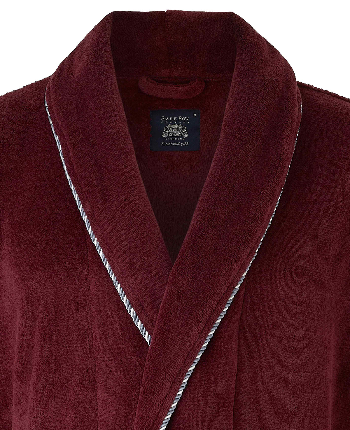 Burgundy Rope Edge Fleece Dressing Gown