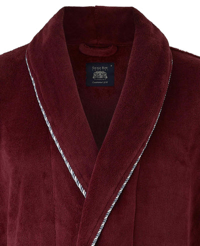 Burgundy Rope Edge Fleece Dressing Gown