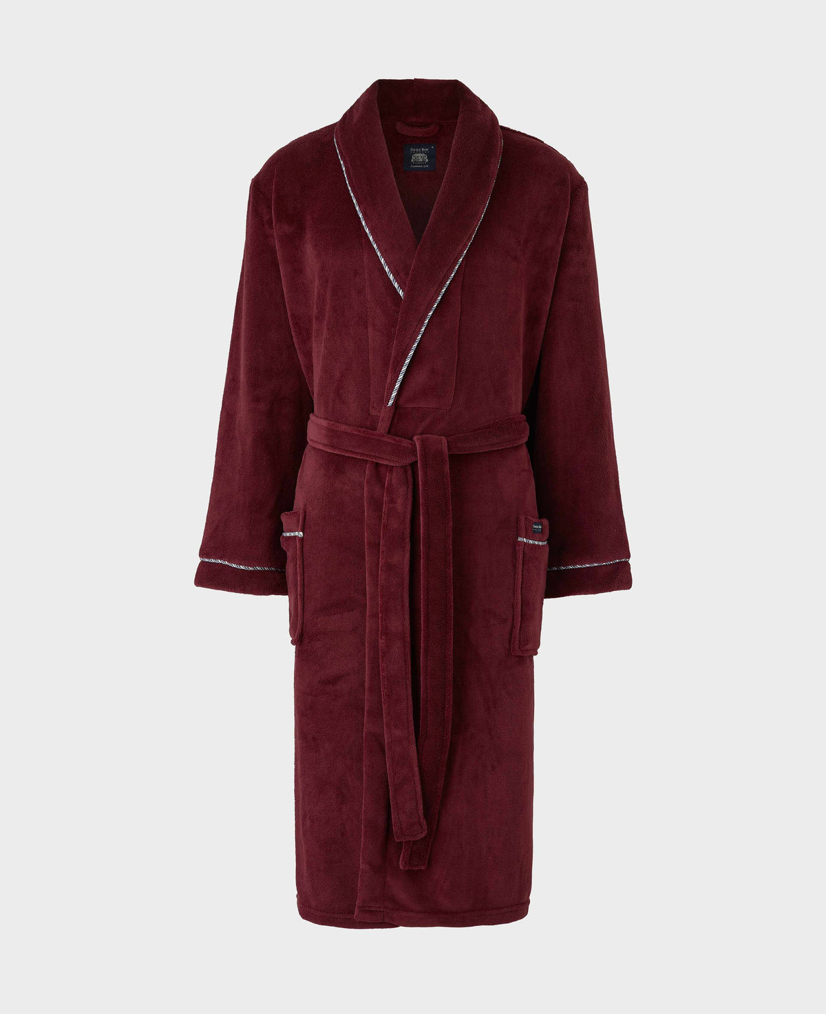 Burgundy Rope Edge Fleece Dressing Gown