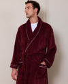 Burgundy Rope Edge Fleece Dressing Gown