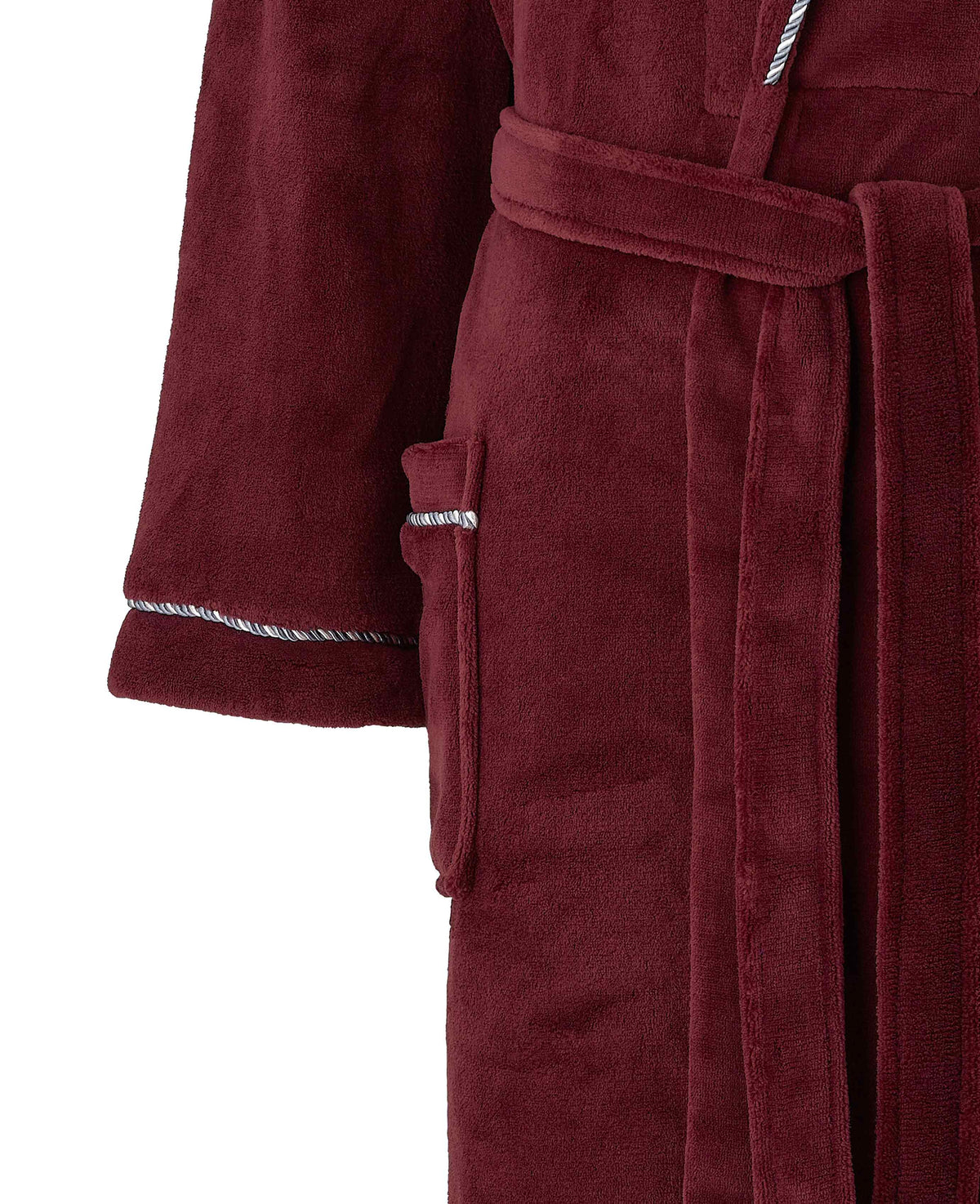 Burgundy Rope Edge Fleece Dressing Gown