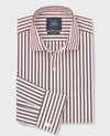 Burgundy Stripe Cotton Poplin Classic Fit Formal Shirt - Double Cuff