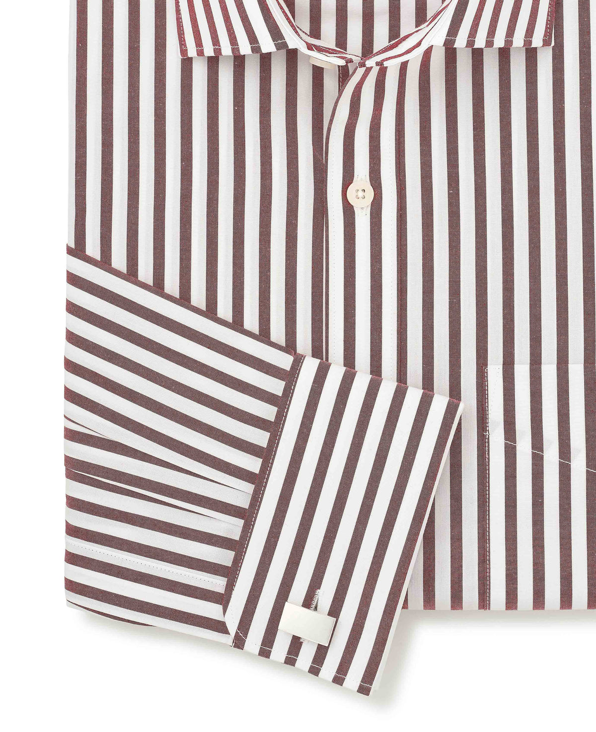 Burgundy Stripe Cotton Poplin Classic Fit Formal Shirt - Double Cuff