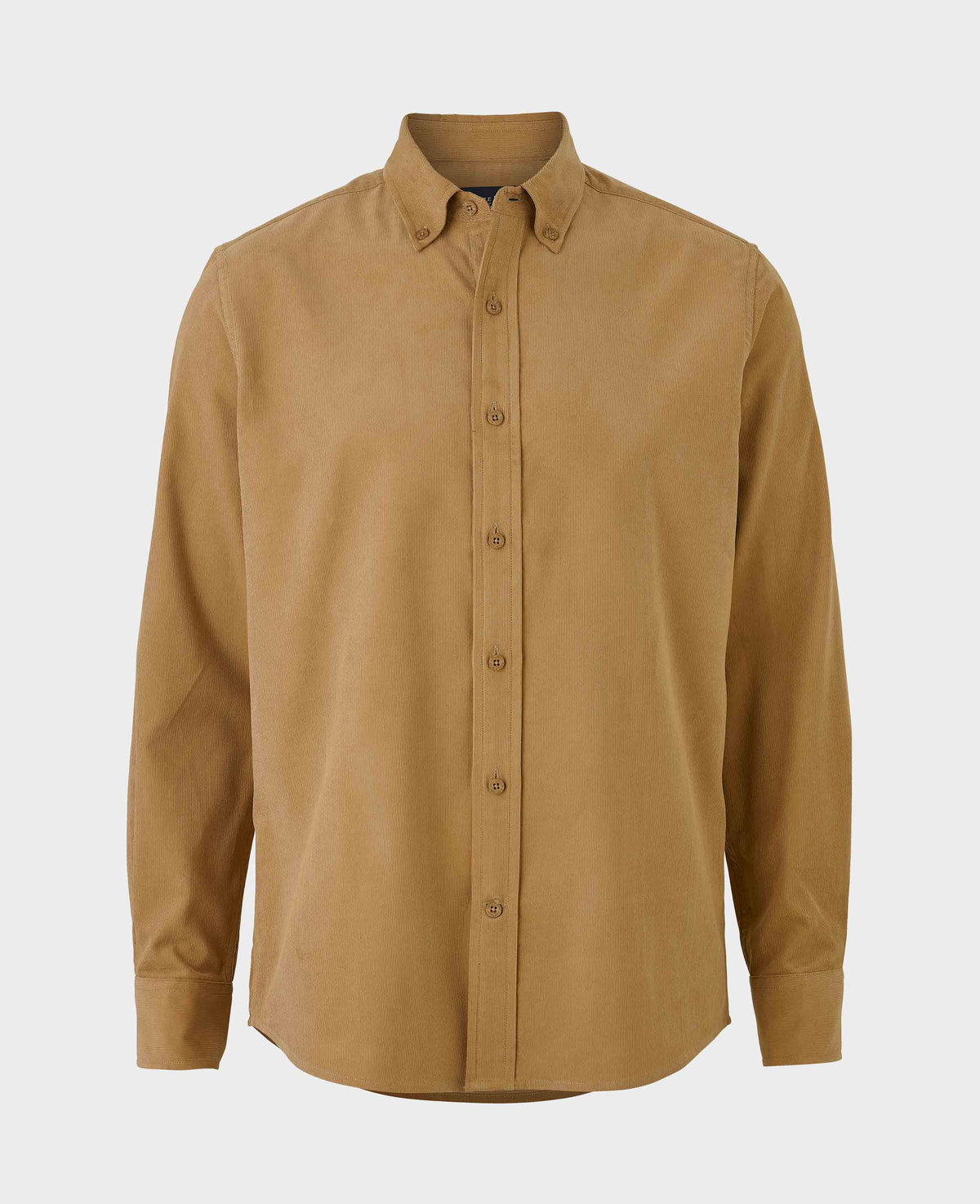 Men's Camel Cotton Babycord Slim Fit Button-Down Casual Shirt mannequin shot