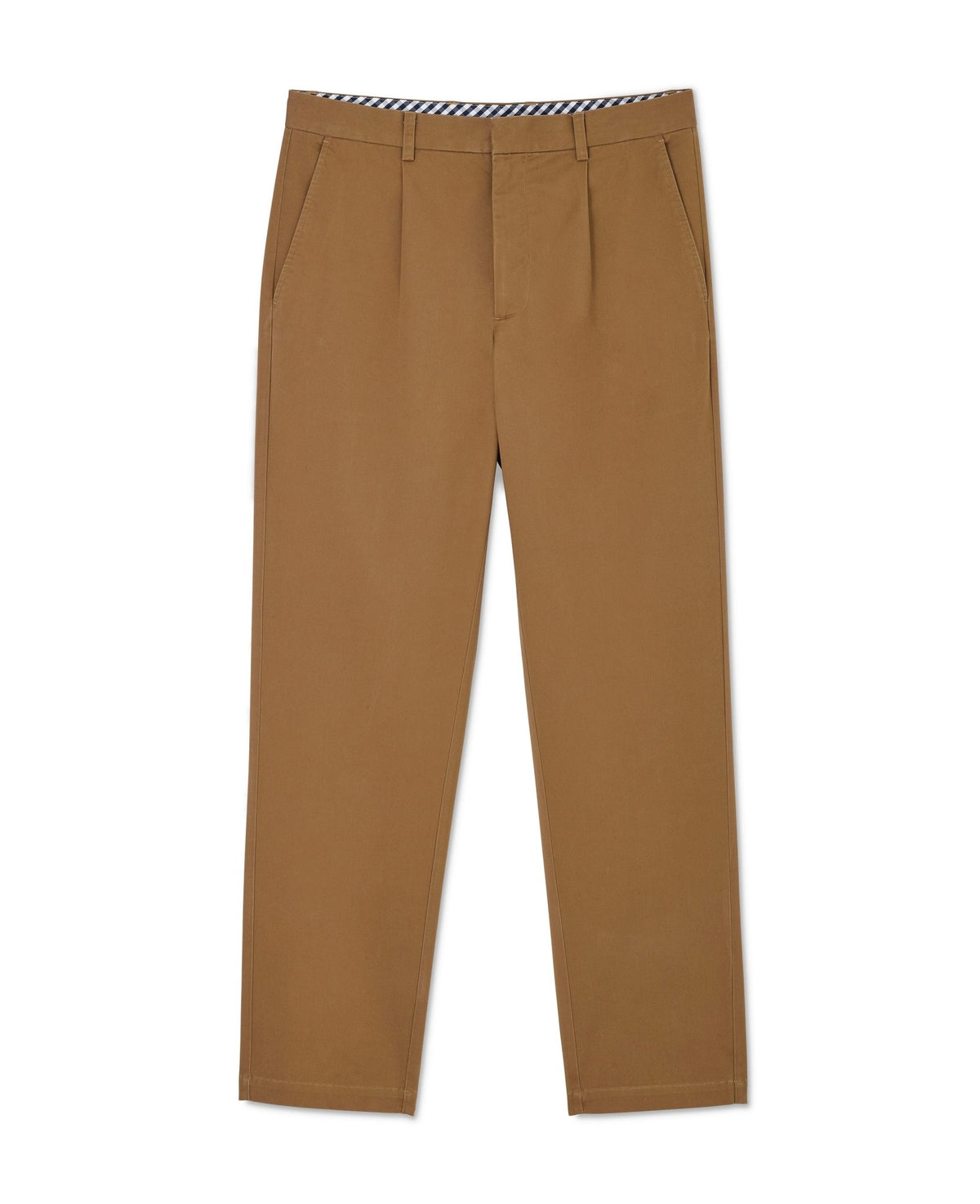 Men's Cappuccino Brown Pleat Front Chinos flat view