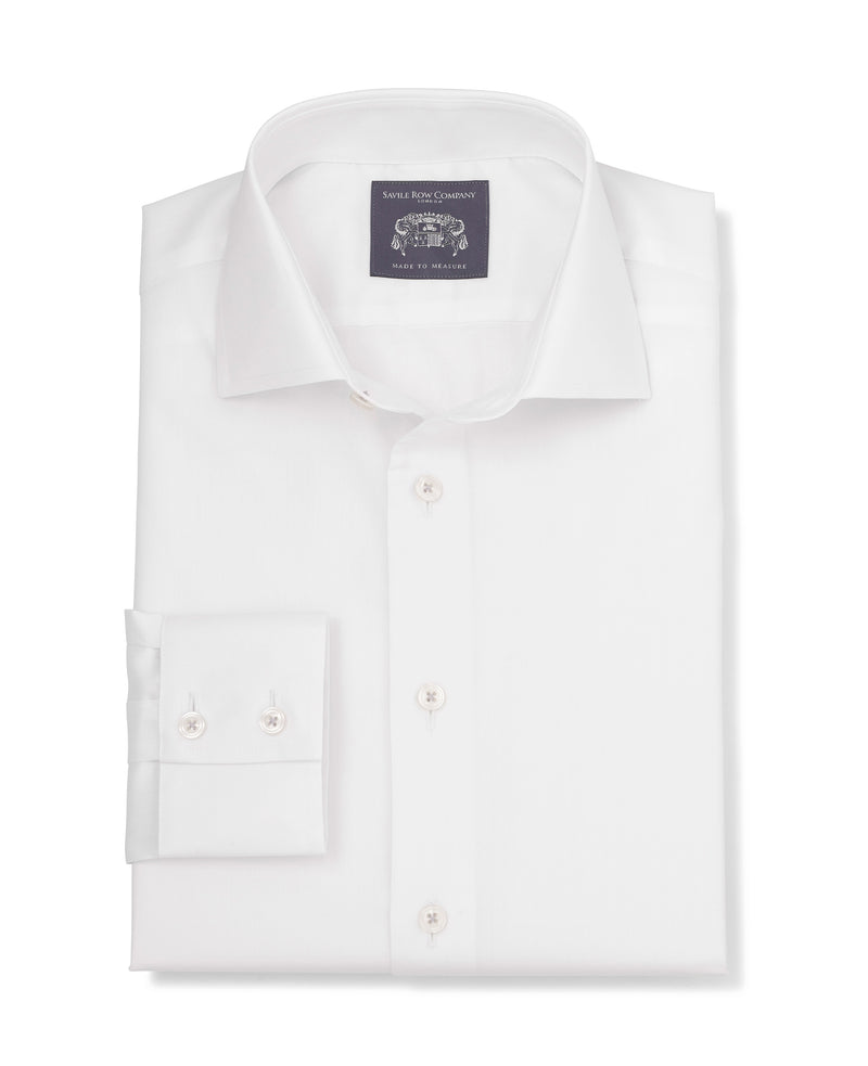 Men's white herringbone made-to-measure shirt