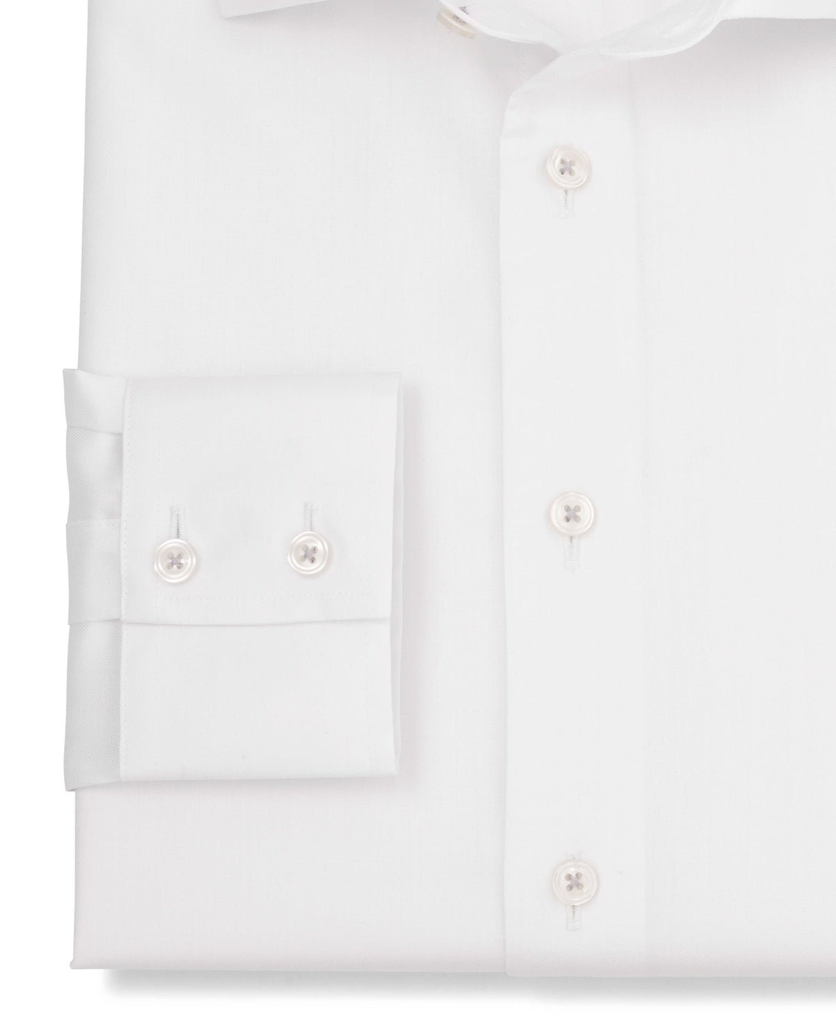 caspar white herringbone made to measure shirt cuff detail
