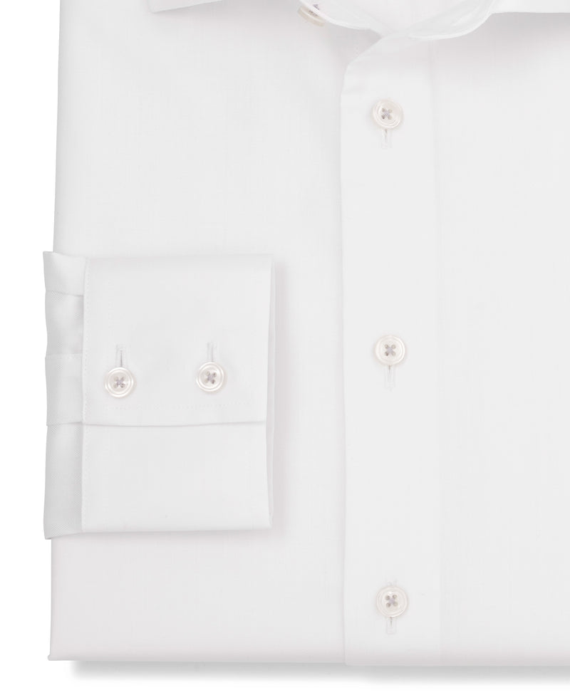 Caspar White Herringbone Made-To-Measure Shirt