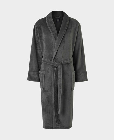 Charcoal Grey Fleece Dressing Gown