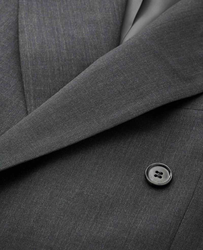 Charcoal Grey Wool Blend Tailored Double Breasted Suit