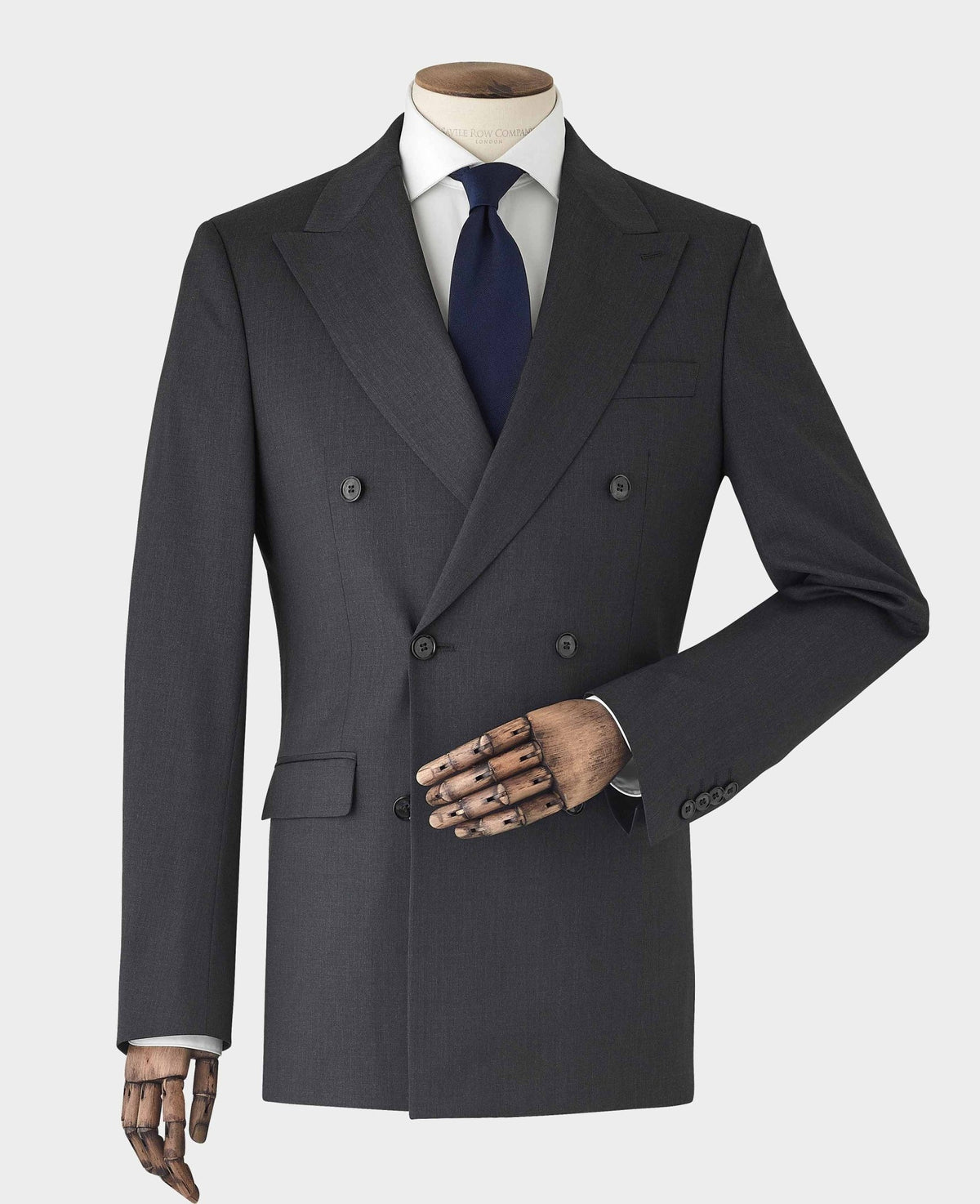 Charcoal Grey Wool Blend Tailored Double Breasted Suit