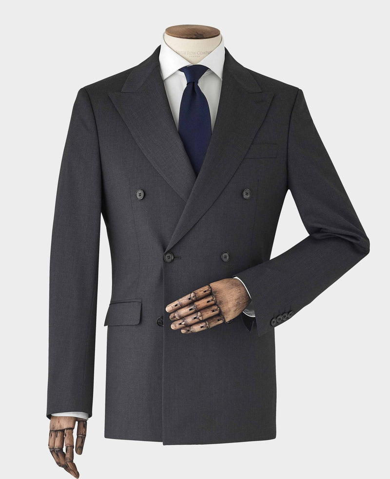 Charcoal Grey Wool Blend Tailored Double Breasted Suit