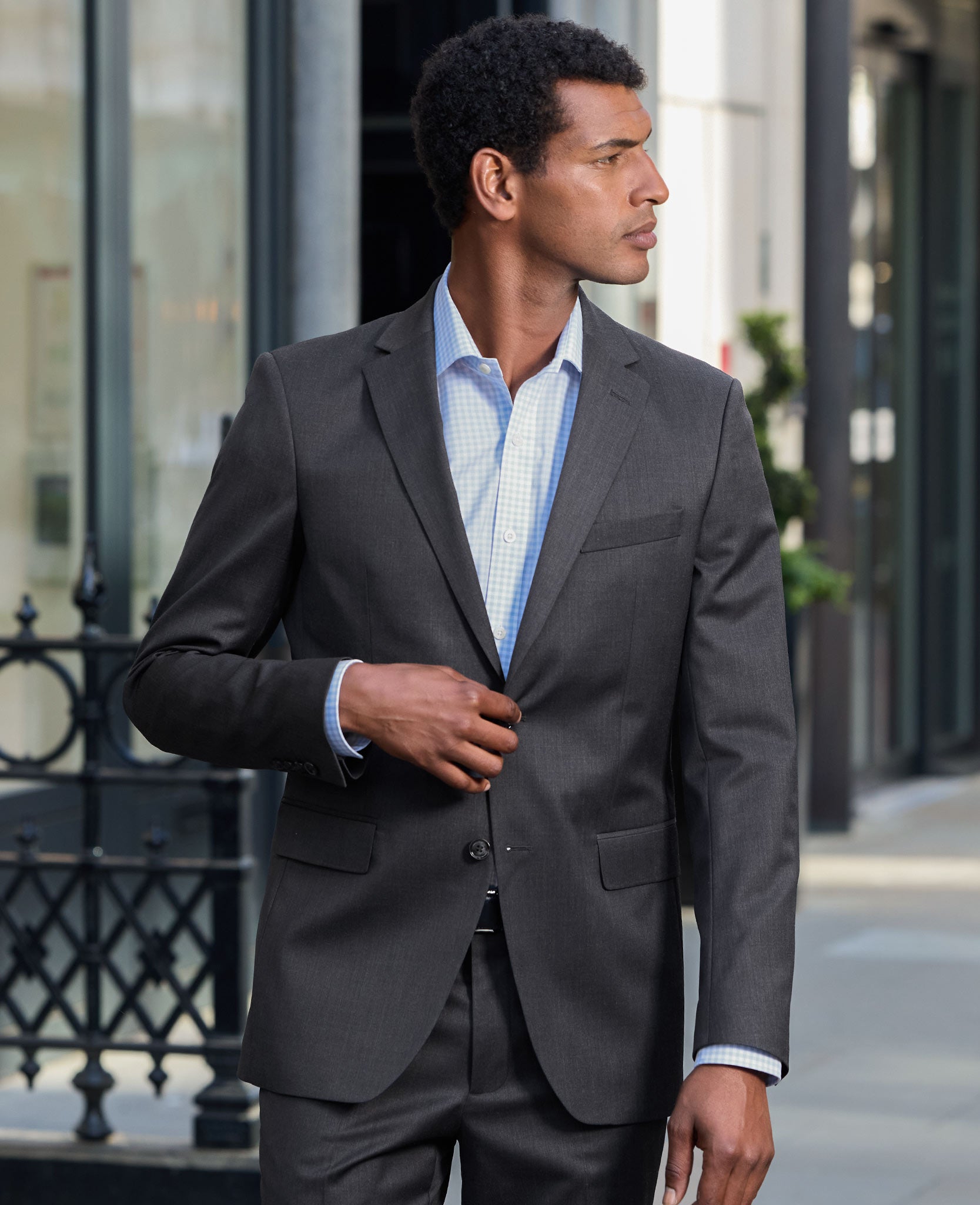 Men's Charcoal Grey Wool Blend Tailored Suit Jacket | Savile Row
