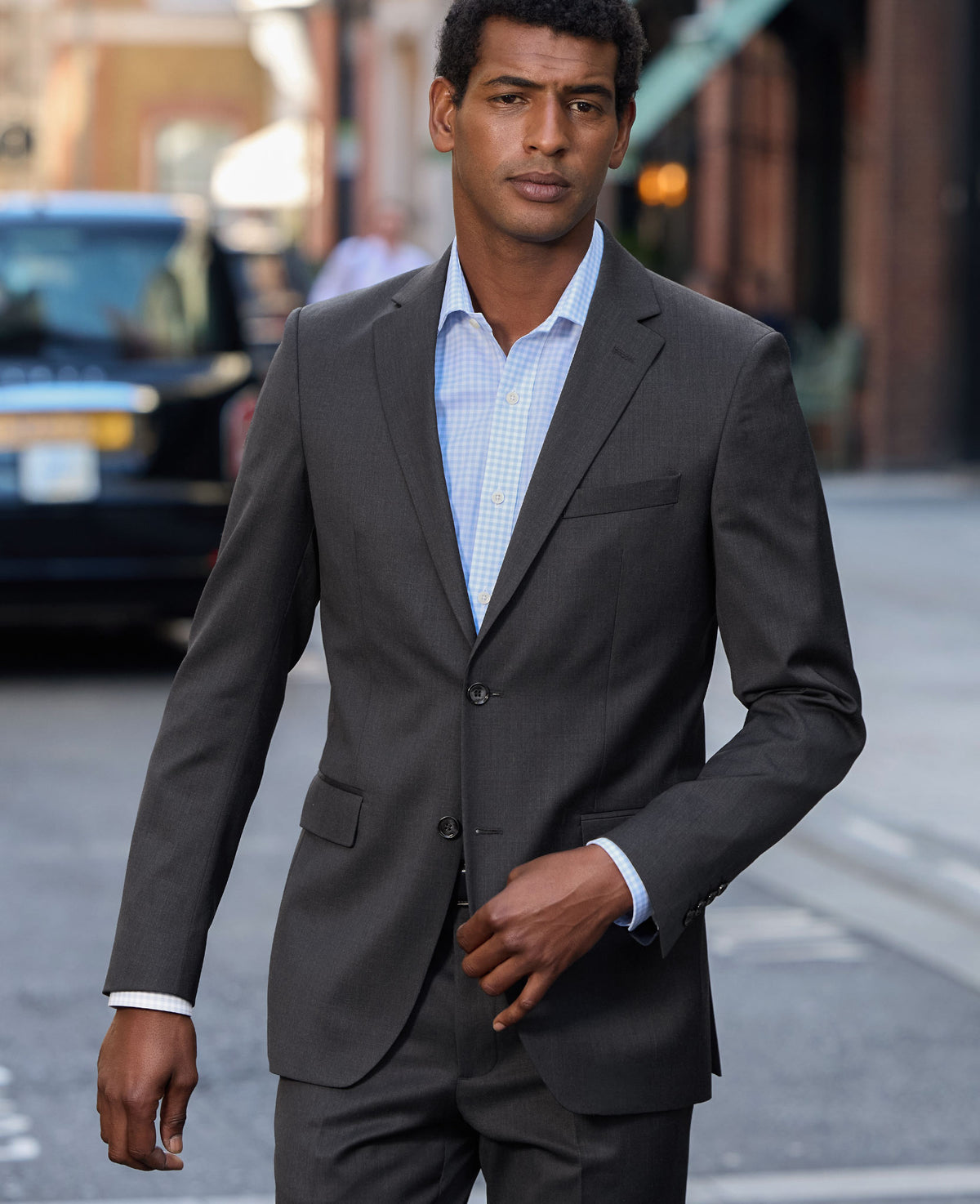 Charcoal Grey Wool Blend Tailored Suit Jacket