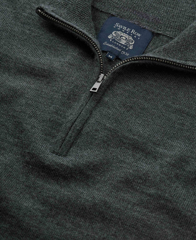 charcoal merino wool zip neck jumper mkw567chr Detail