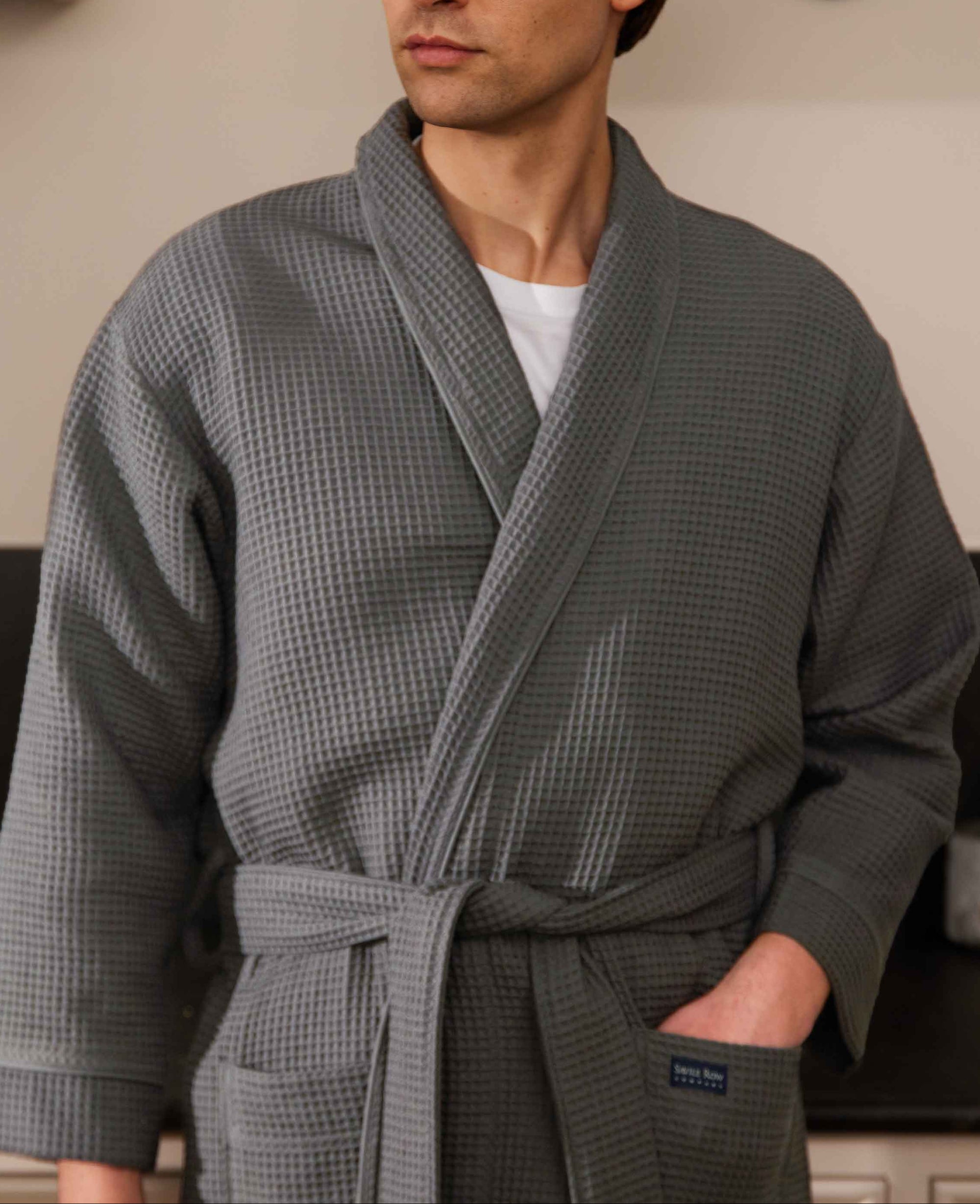 grey cotton waffle dressing gown M&Co Dark Grey Soft Touch Waffle Hooded Dressing Gown