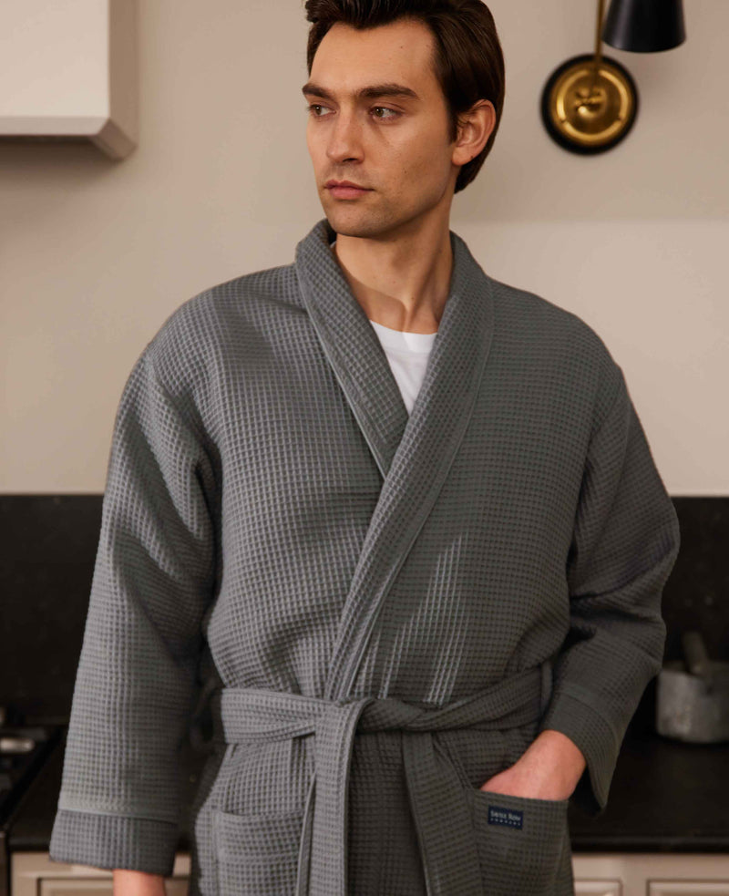 Charcoal waffle dressing gown