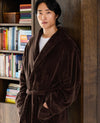 Chocolate Brown Fleece Dressing Gown