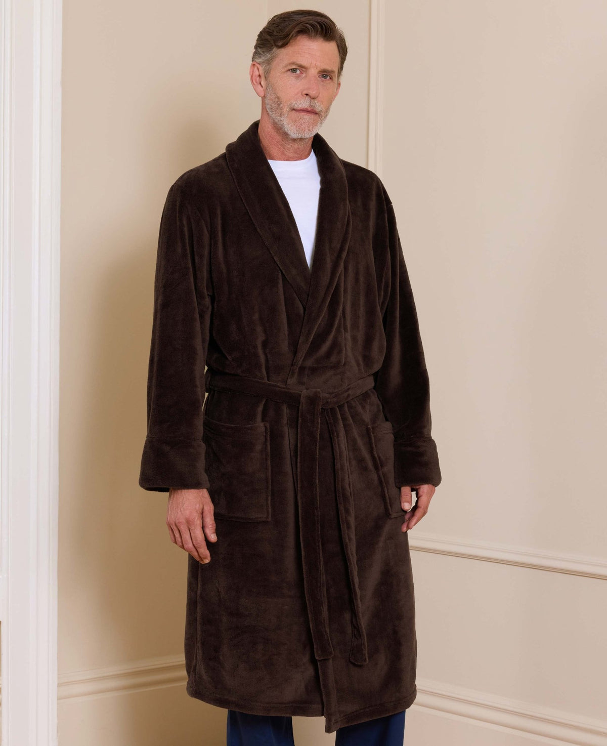 Chocolate Brown Fleece Dressing Gown
