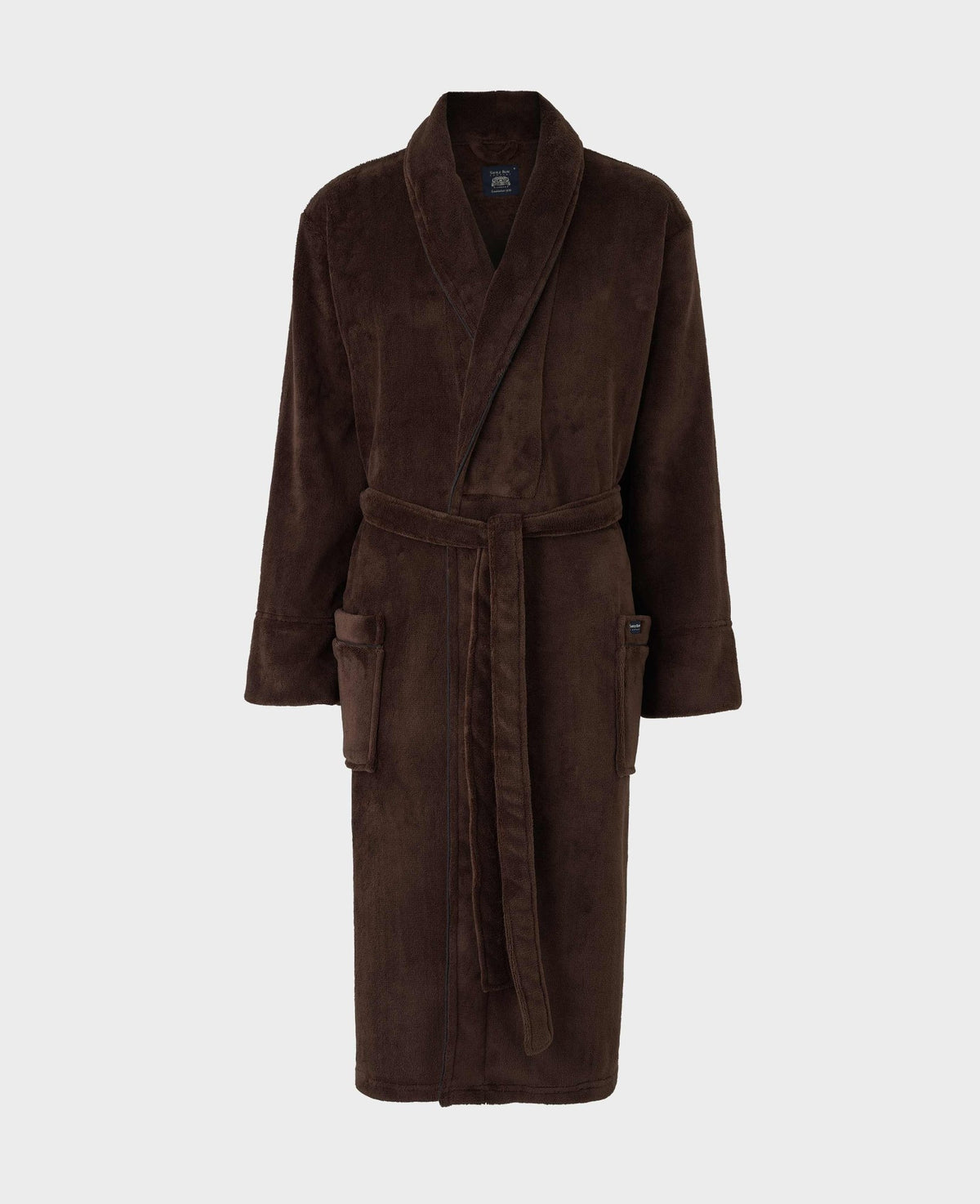 Chocolate Brown Fleece Piped Dressing Gown
