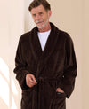 Chocolate Brown Fleece Piped Dressing Gown