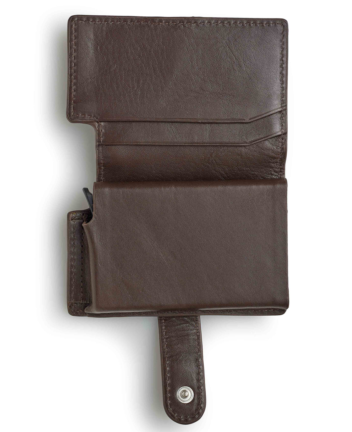 Chocolate Brown Leather Magnetic RFID Slim Wallet