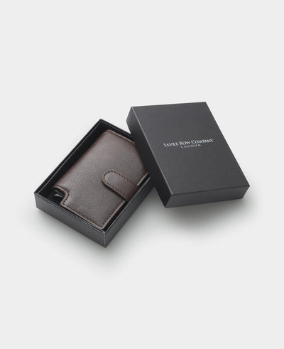 Chocolate Brown Leather Magnetic RFID Slim Wallet