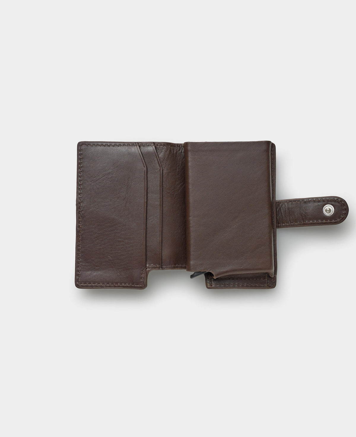 Chocolate Brown Leather Magnetic RFID Slim Wallet