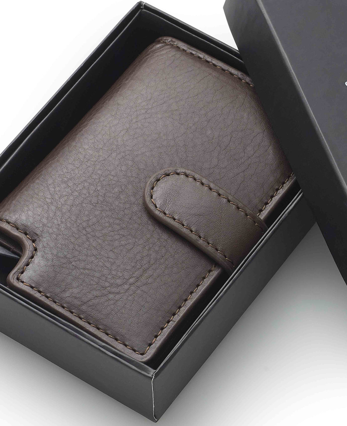 Chocolate Brown Leather Magnetic RFID Slim Wallet