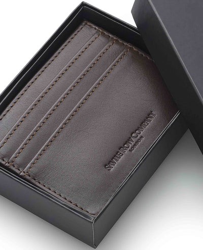 Chocolate Brown Leather Slim Cardholder