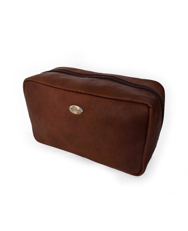 Chocolate Brown Leather Wash Bag