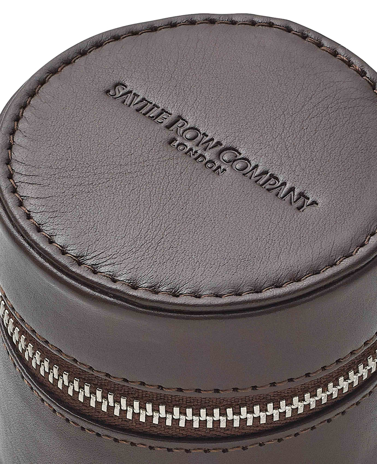 Chocolate Brown Leather Zipped Cufflink Box
