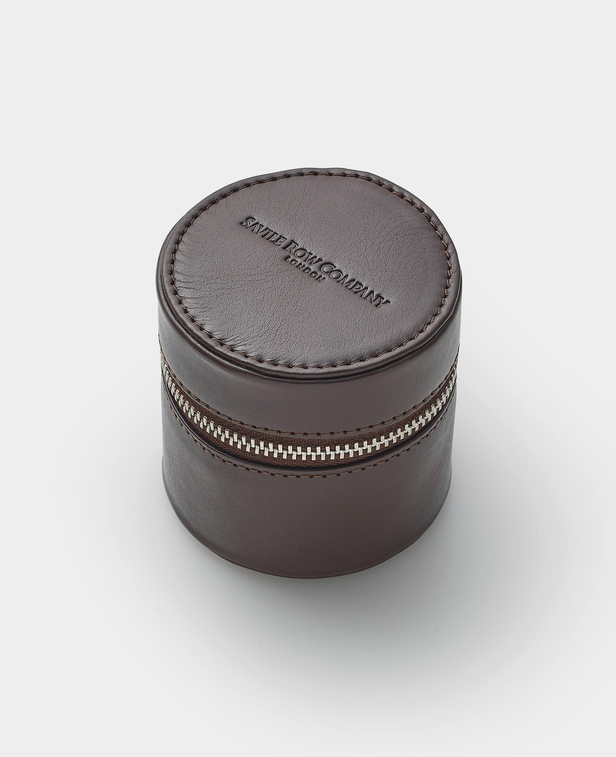 Chocolate Brown Leather Zipped Cufflink Box
