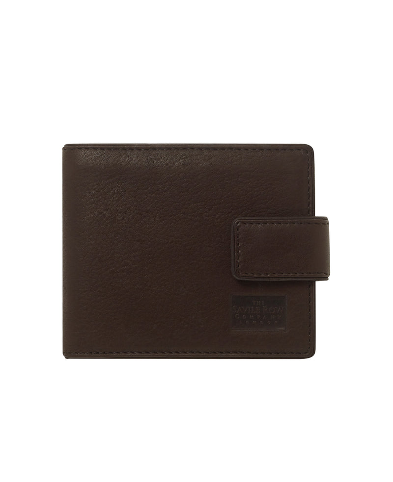 Men's Chocolate Leather Tab Coin Wallet