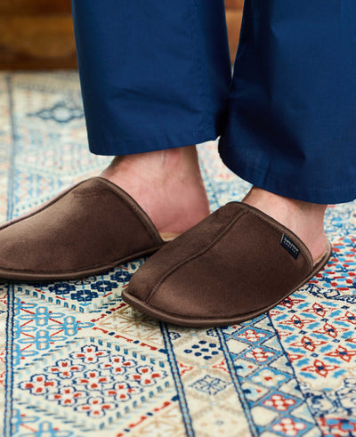 Chocolate Microsuede Mule Slippers