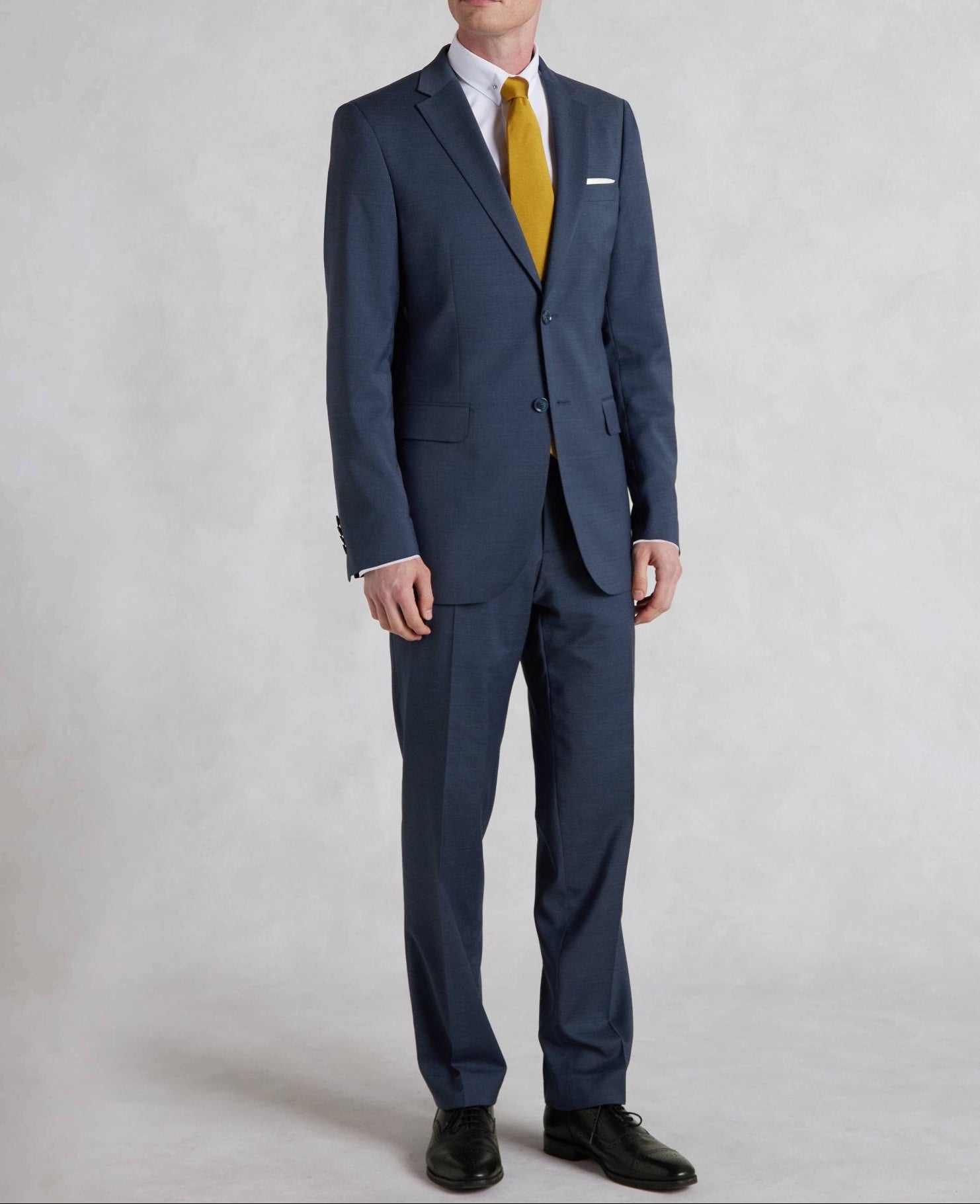 Men's Dark Blue Wool-Blend Suit Trousers | Savile Row Company