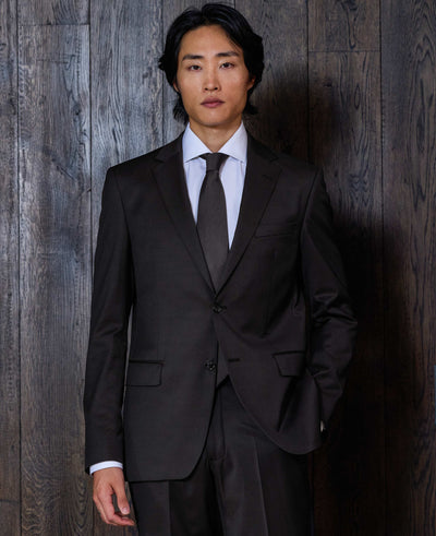 Dark Brown Wool Blend Tailored Suit