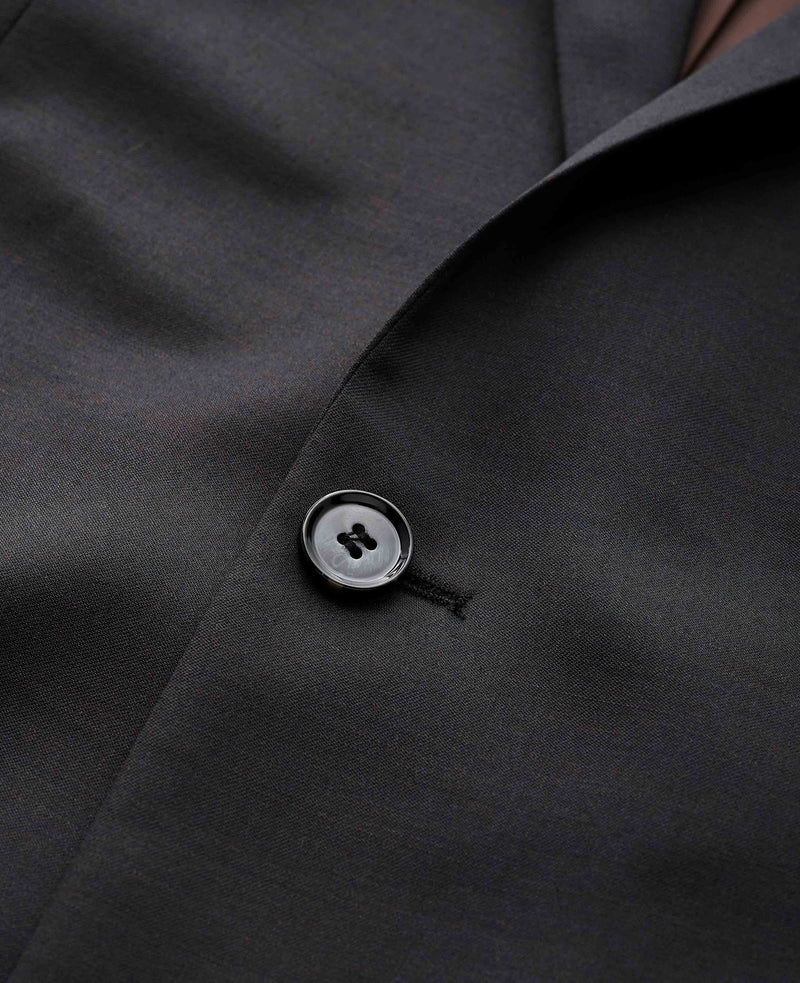 Dark Brown Wool Blend Tailored Suit