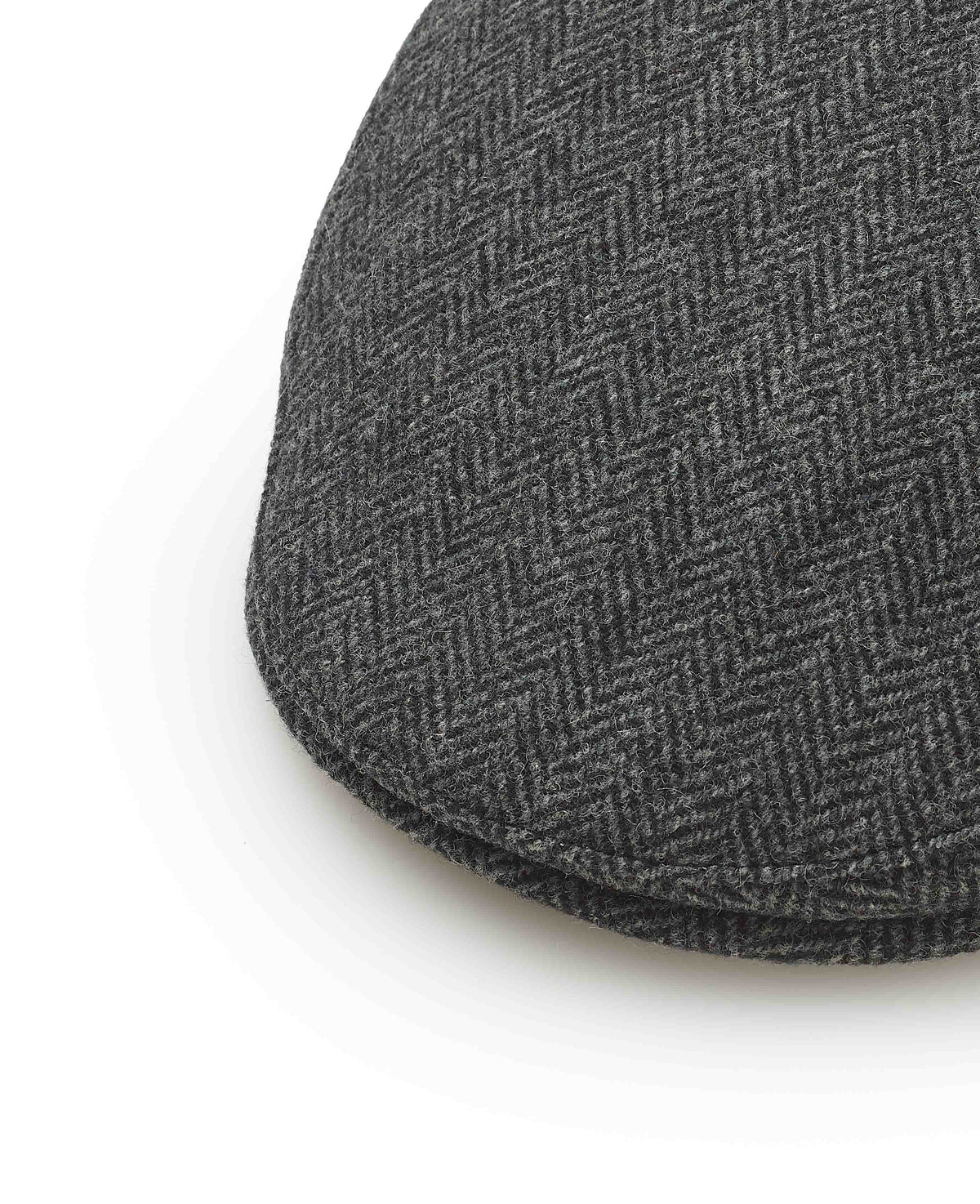 Dark Grey Herringbone Wool Flat Cap