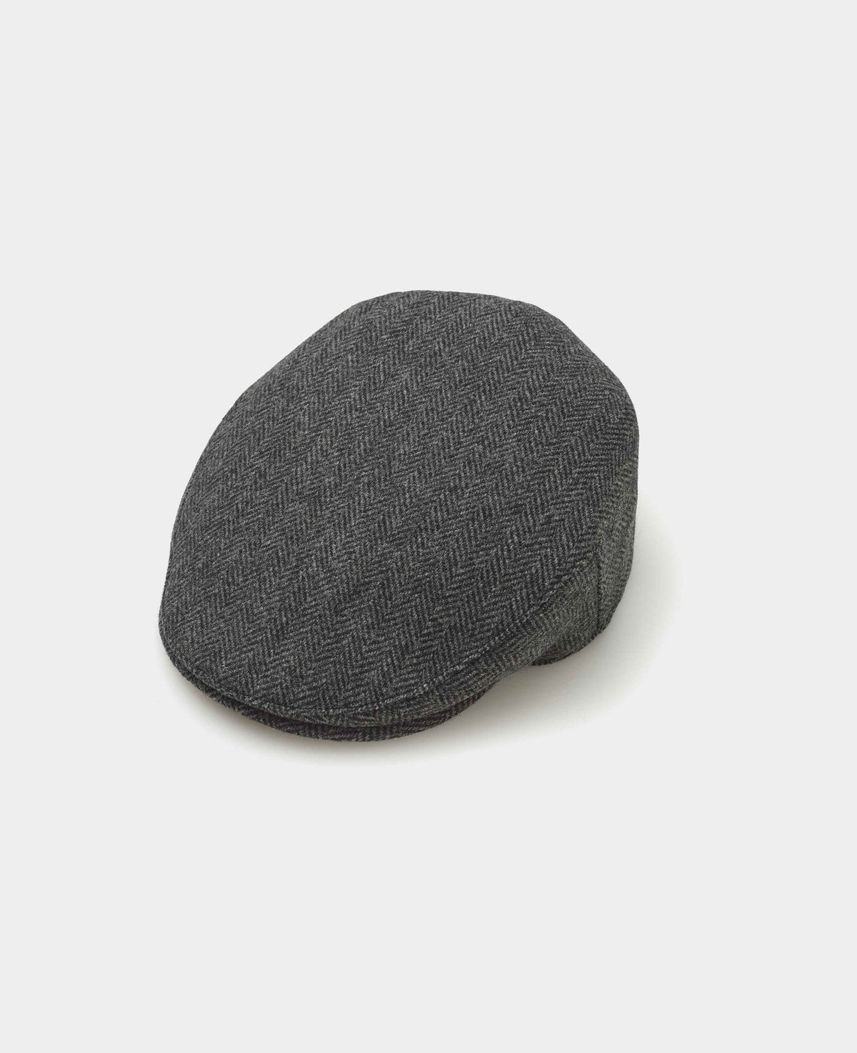 Dark Grey Herringbone Wool Flat Cap