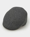 Dark Grey Herringbone Wool Flat Cap