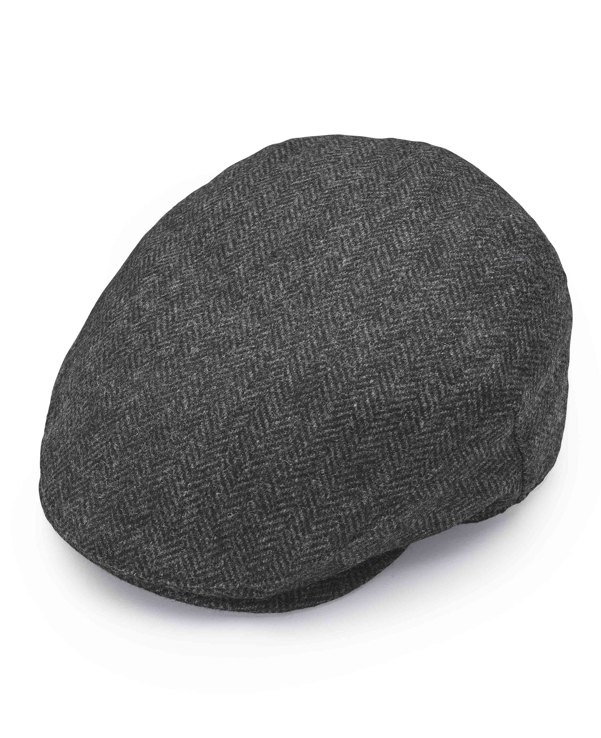 Men's Dark Grey Herringbone Wool Flat Cap