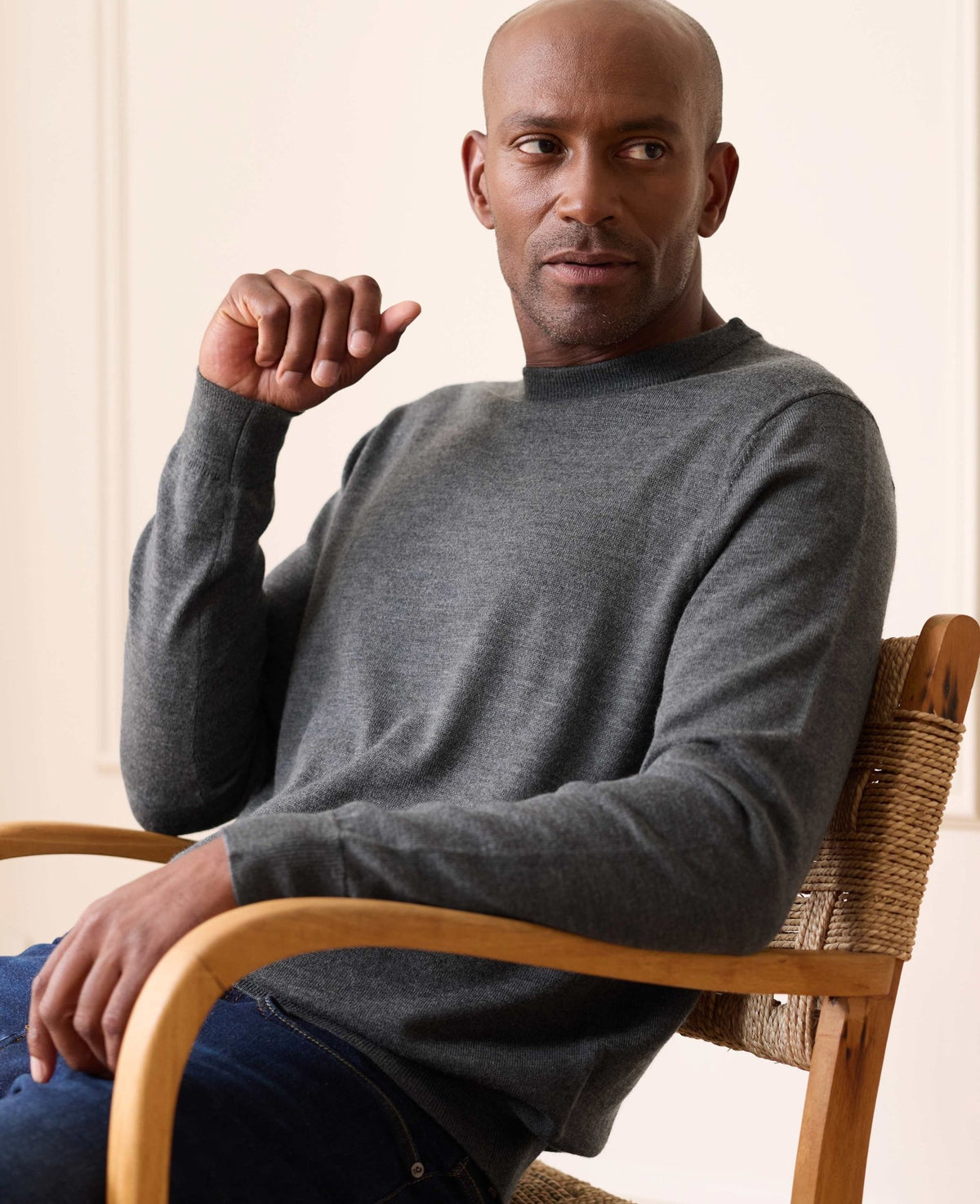 Dark Grey Merino Wool Crew Neck Jumper