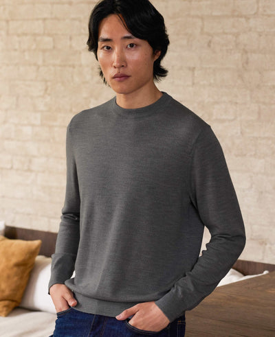 Dark Grey Merino Wool Crew Neck Jumper