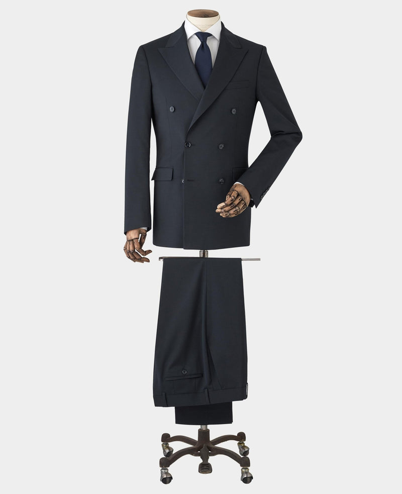 Dark Navy Wool Blend Tailored Double Breasted Suit