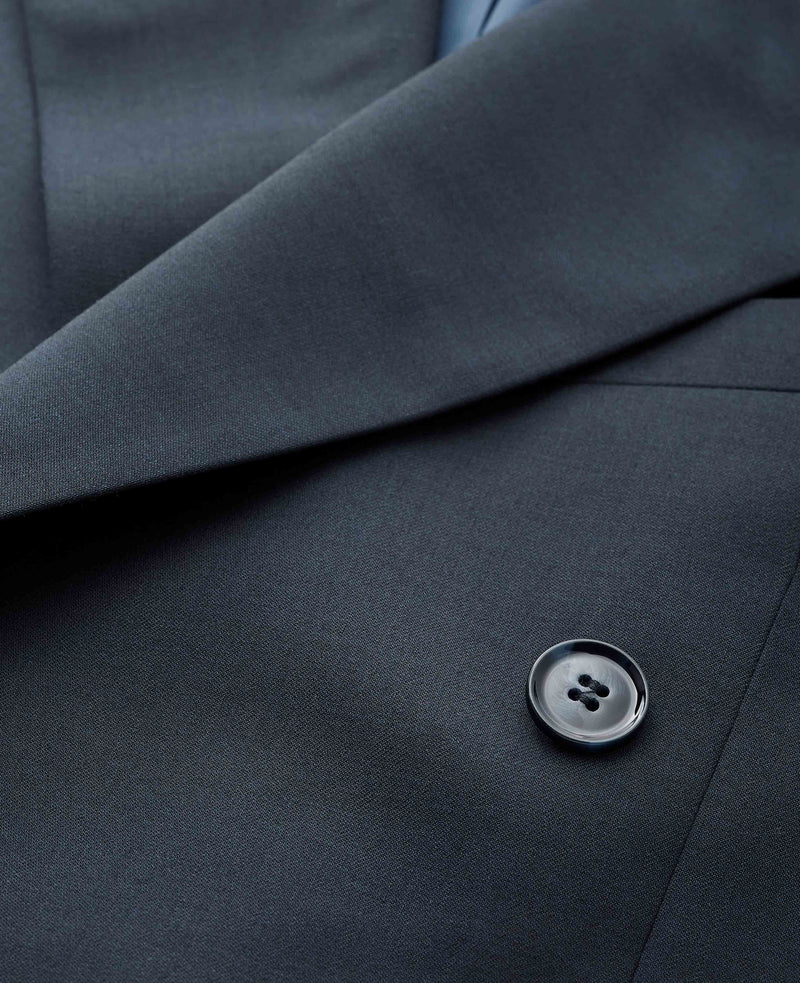 Dark Navy Wool Blend Tailored Double Breasted Suit