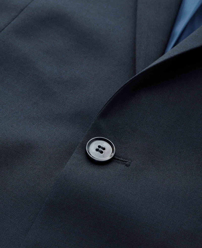 Dark Navy Wool Blend Tailored Suit Jacket
