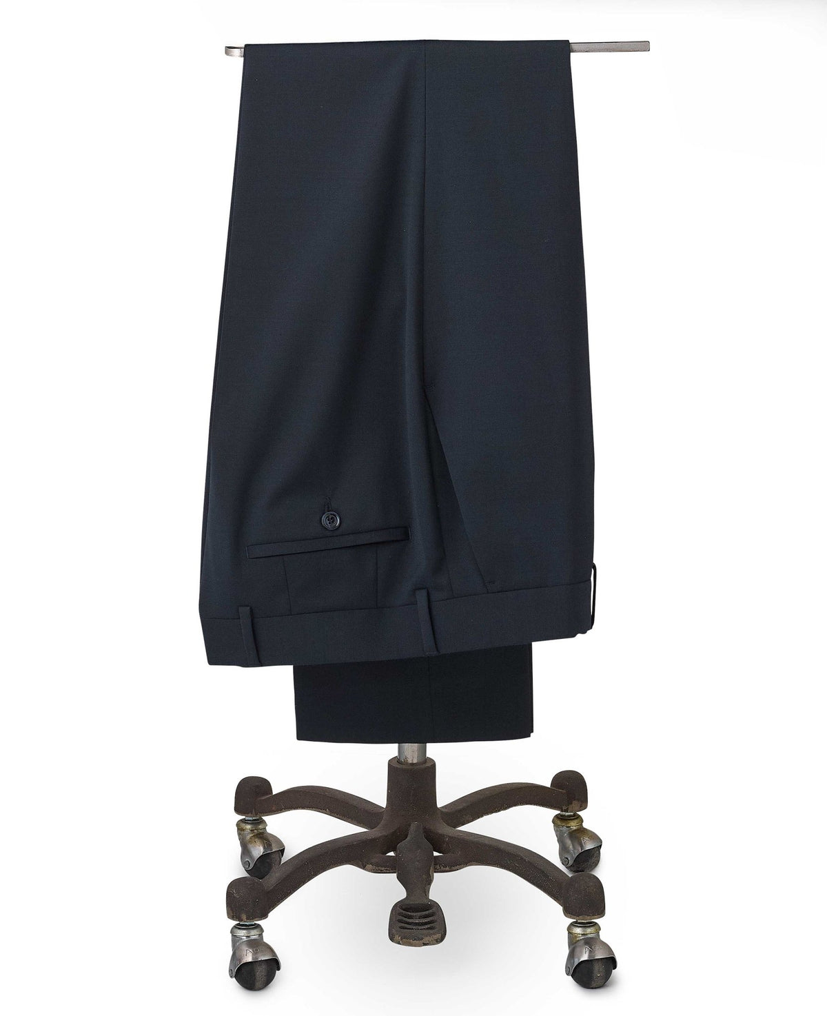 Dark Navy Wool Blend Tailored Trousers