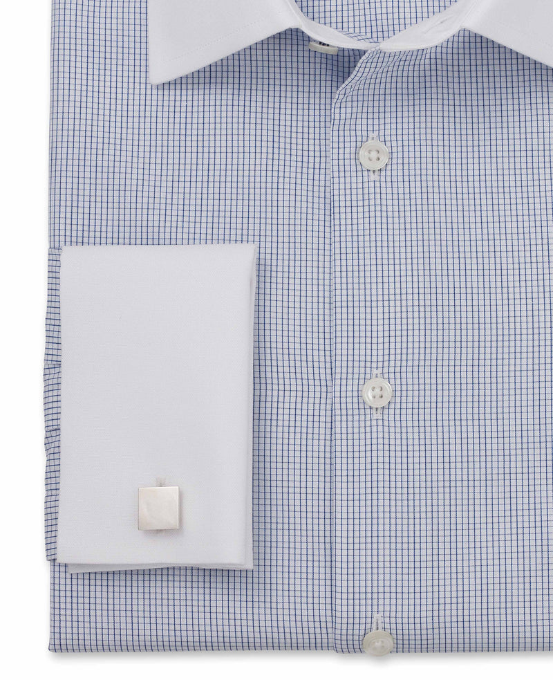 Dawson Royal Blue White Fine Check Made-To-Measure Shirt